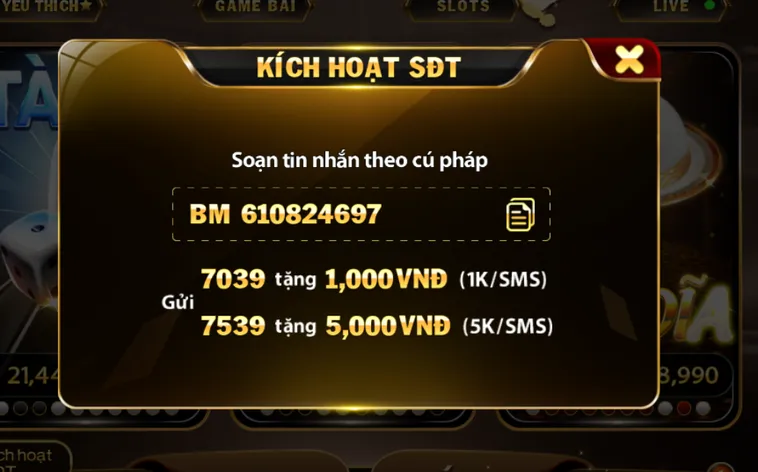 Kích hoạt số điện thoại tăng cường khả năng bảo mật - đa tầng - đa kênh an toàn người chơi.